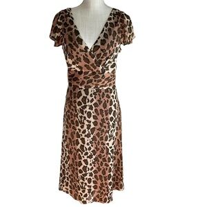 Liz Claiborne Leopard Print Midi‎ Dress Size: 12